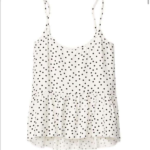 Talula Nerima White & Black Polka Dot Ruffle Bottom Tank - Picture 1 of 8